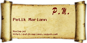 Petik Mariann névjegykártya